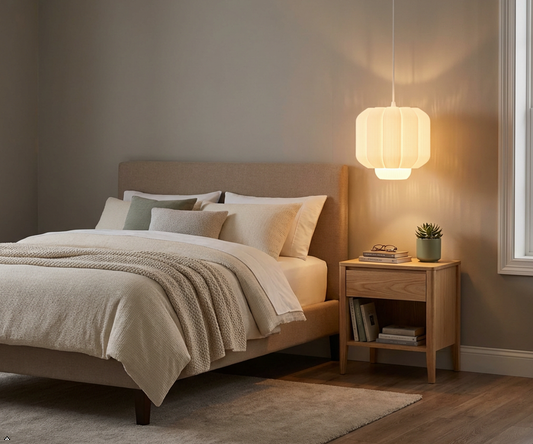 Tora 3D Printed Lantern Pendant Light — Ribbed PLA Shade | Designer Hanging Lamp for Bedroom, Dining Room & Café
