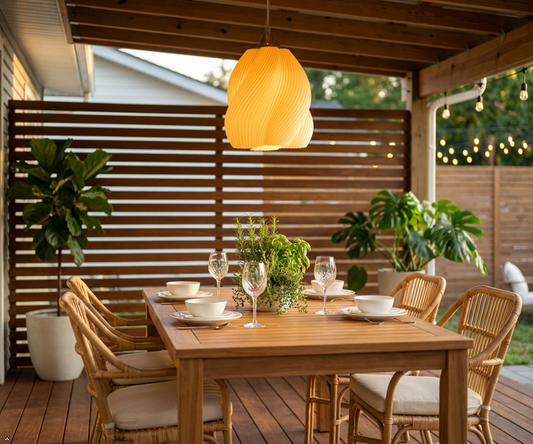 Nuvola 3D Printed Gourd Swirl Pendant Light — Organic PLA Bubble Shade with Silver Canopy | Versatile Hanging Lamp for Home, Café & Covered Outdoor Spaces