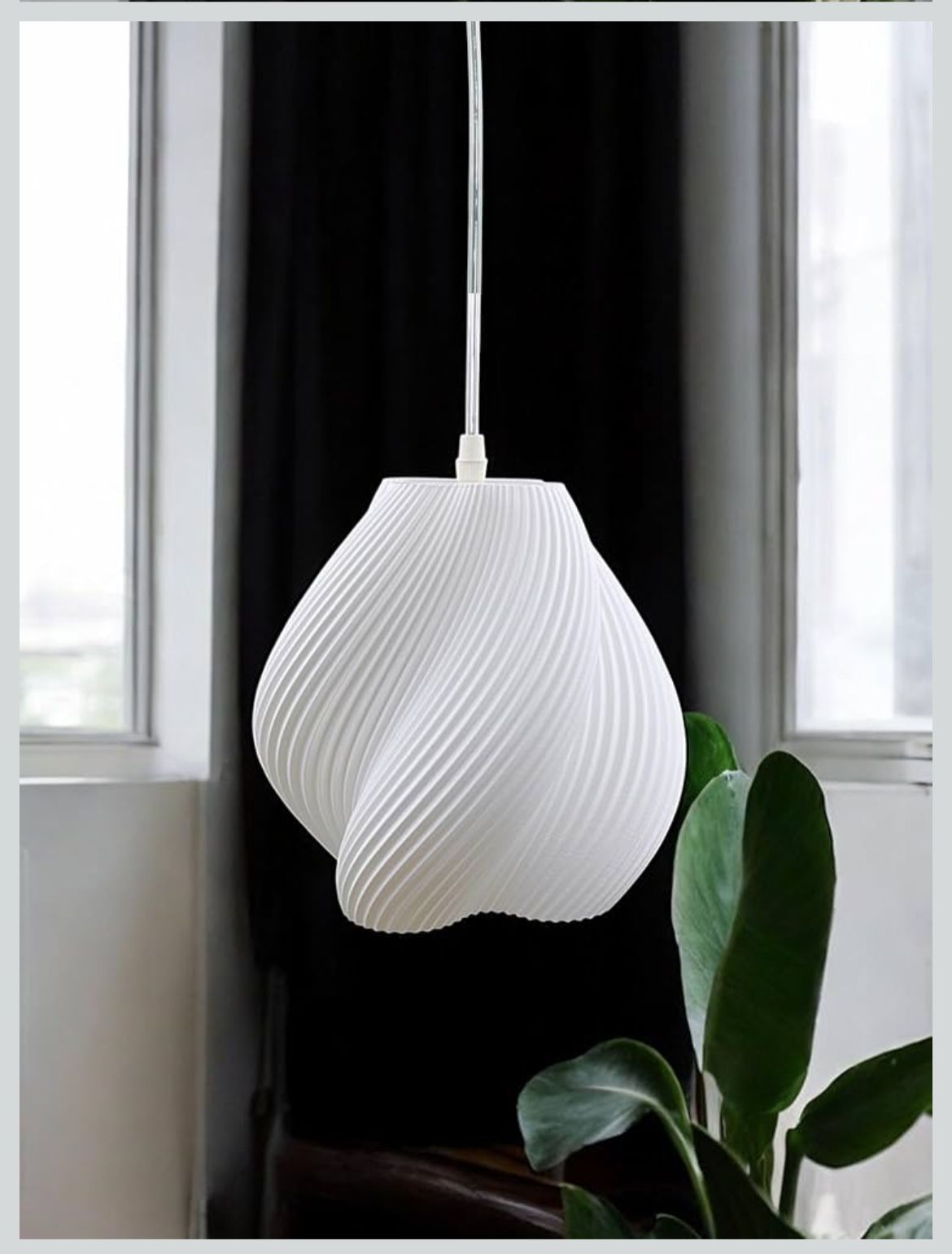 Nuvola 3D Printed Gourd Swirl Pendant Light — Organic PLA Bubble Shade with Silver Canopy | Versatile Hanging Lamp for Home, Café & Covered Outdoor Spaces