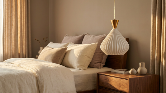 Kumbh 3D Printed Onion Pendant Light — Bold Ribbed PLA Shade with Rose Gold Copper Canopy | Statement Hanging Lamp for Living Room, Bedroom & Reading Nook