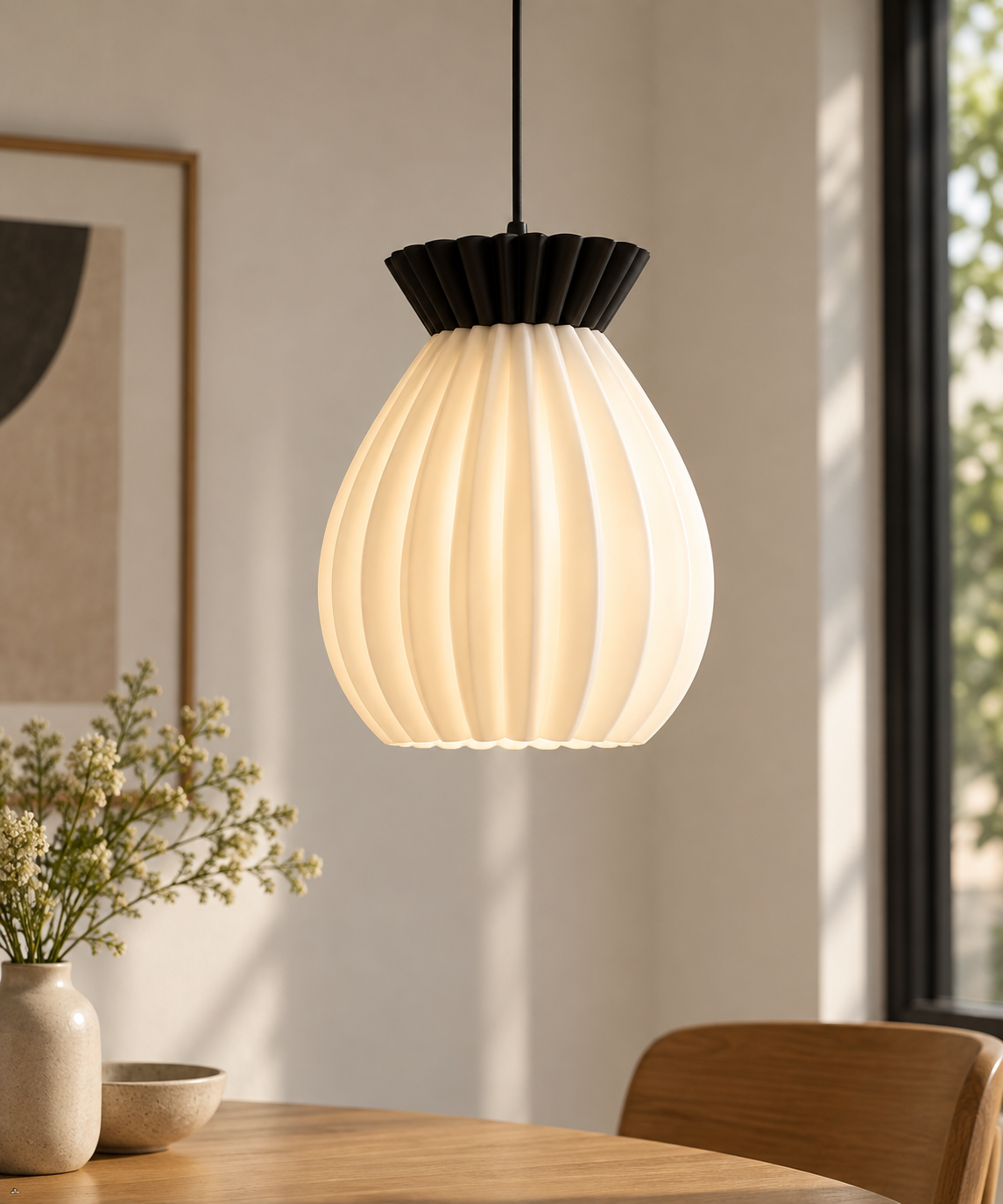 Ananas 3D Printed Pineapple Pendant Light — PLA Globe Shade with Walnut Canopy | Designer Hanging Lamp for Living Room & Bedroom