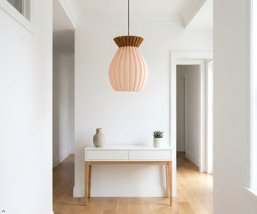 Ananas 3D Printed Pineapple Pendant Light — PLA Globe Shade with Walnut Canopy | Designer Hanging Lamp for Living Room & Bedroom